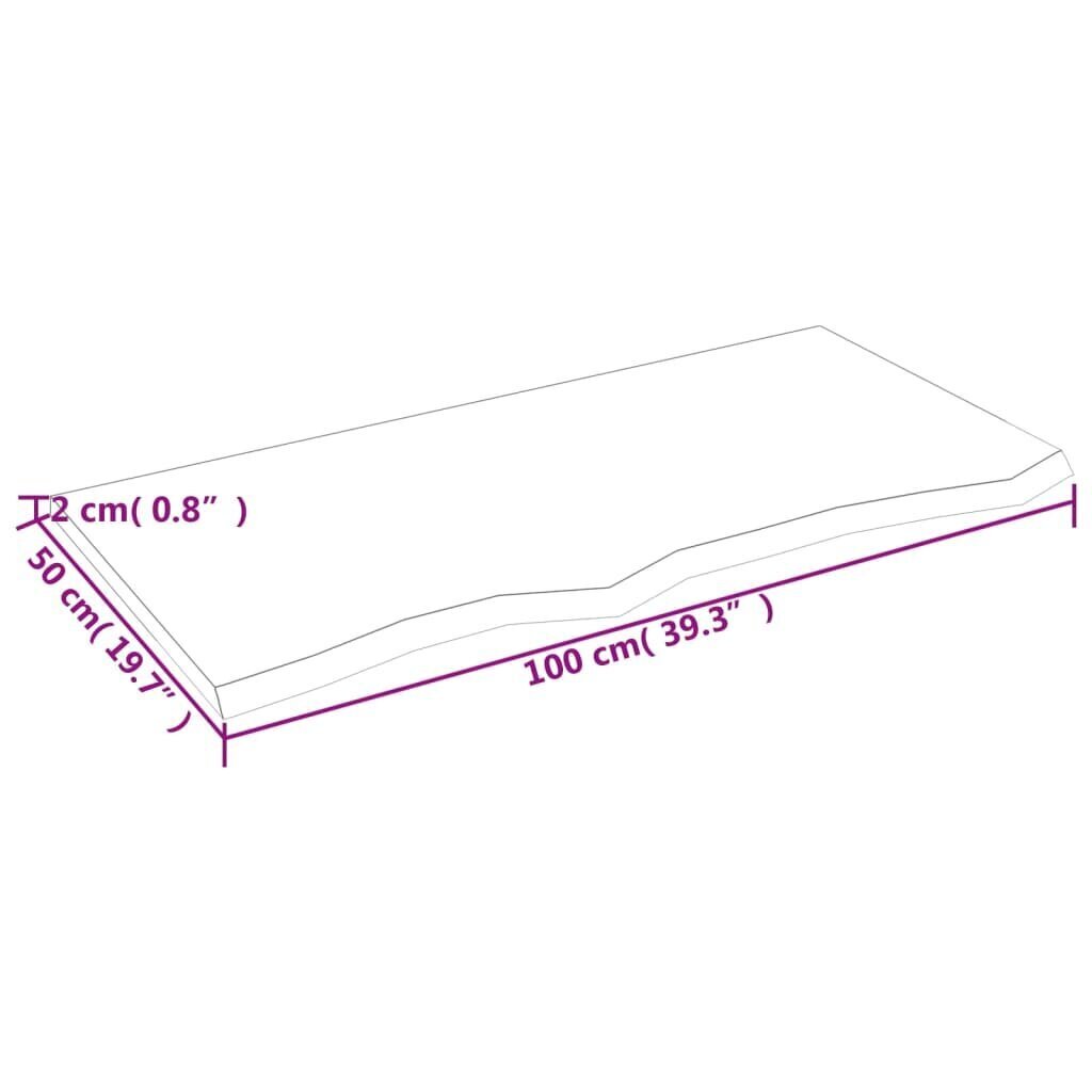 Sienas plaukts, tumši pelēks, 100x50x2 cm, ozola masīvkoks cena un informācija | Plaukti | 220.lv