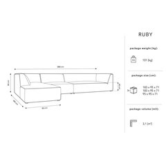 Stūra dīvāns Micadoni Home Ruby, melns цена и информация | Угловые диваны | 220.lv