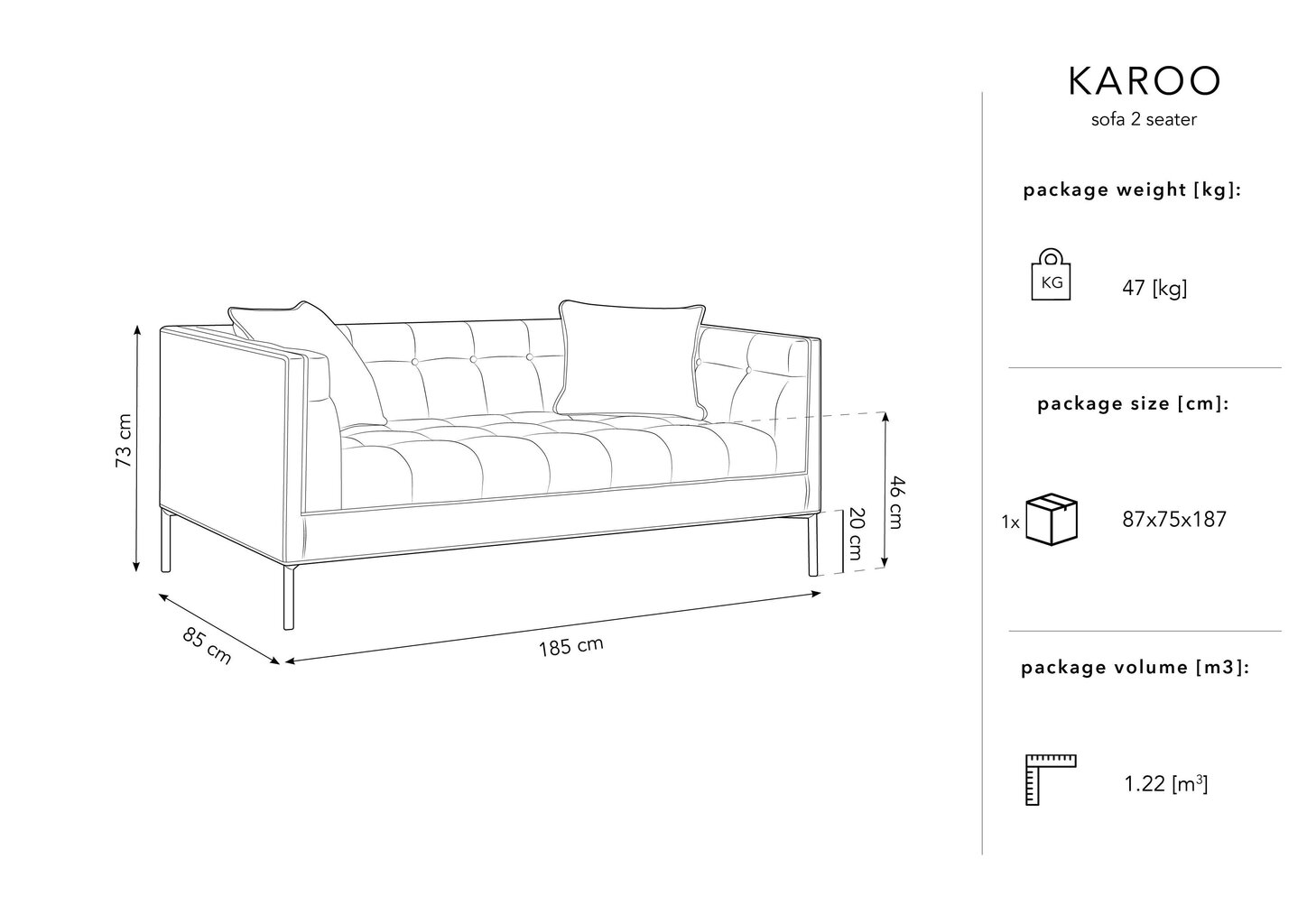 Divvietīgs dīvāns Micadoni Home Karoo, smilškrāsas cena un informācija | Dīvāni | 220.lv