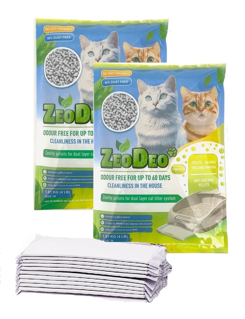 Dabīgā ceolīta granulas kaķu pakaišu kastēm ar zeodeo piedevu, 3.6 kg, +10 pads цена и информация | Smiltis un pakaiši | 220.lv