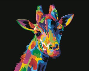 Gleznas pēc numuriem Daudzkrāsaina žirafe, 40x50 cena un informācija | Gleznas pēc numuriem | 220.lv