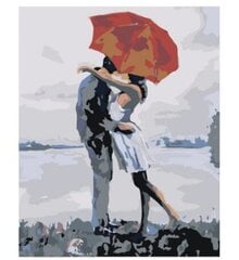 Gleznas pēc numuriem Skūpsts zem lietussarga, 40x50 cena un informācija | Gleznas pēc numuriem | 220.lv