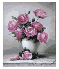 Gleznas pēc numuriem Rozā rožu pušķis, 40x50 cena un informācija | Gleznas pēc numuriem | 220.lv
