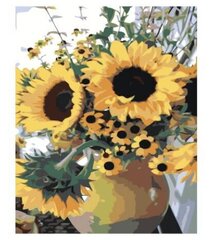 Gleznas pēc numuriem Saulespuķes vāzē, 40x50 cena un informācija | Gleznas pēc numuriem | 220.lv