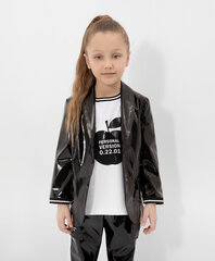 Пиджак из лаковой эко кожи с асимметричным принтом для девочек Gulliver, черный  цена и информация | Куртки, пальто для девочек | 220.lv