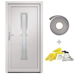 vidaXL ārdurvis, baltas, 108x208 cm, PVC цена и информация | Уличные двери | 220.lv