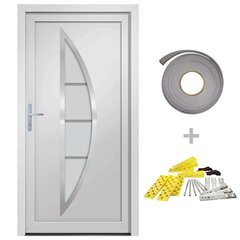 vidaXL ārdurvis, baltas, 108x208 cm, PVC цена и информация | Уличные двери | 220.lv