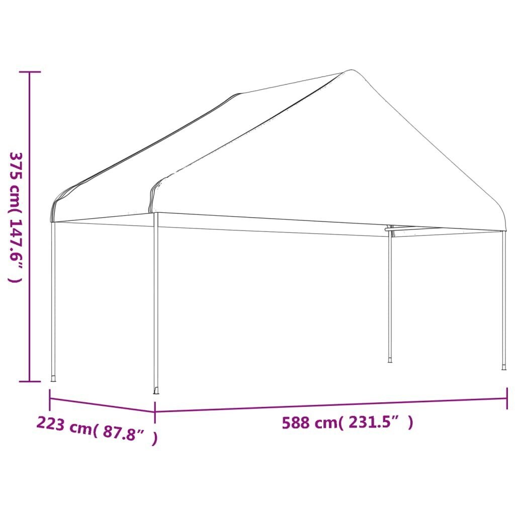 vidaXL nojume ar jumtu, balta, 5,88x2,23x3,75 m cena un informācija | Dārza nojumes un lapenes | 220.lv