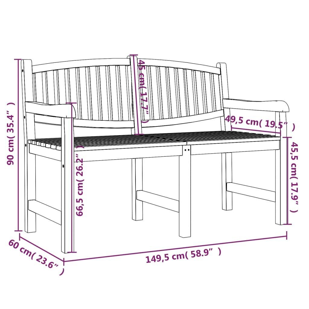 vidaXL dārza sols, 149,5x60x90 cm cena un informācija | Dārza soli | 220.lv