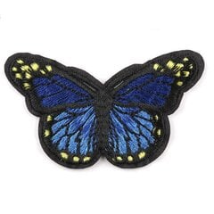 Аппликация пришивная Бабочка вышитая, цвет синий цена и информация | Аппликации, декорации, наклейки | 220.lv