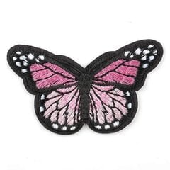 Аппликация пришивная Бабочка вышитая, цвет светло-розовый цена и информация | Аппликации, декорации, наклейки | 220.lv