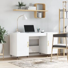 Rakstāmgalds, spīdīgi balts, 140x50x75 cm, inženierijas koks cena un informācija | Datorgaldi, rakstāmgaldi, biroja galdi | 220.lv