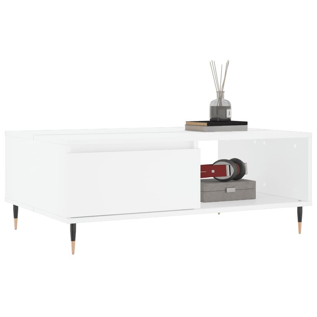 Kafijas galdiņš, balts, 90x60x35 cm, inženierijas koks cena un informācija | Žurnālgaldiņi | 220.lv