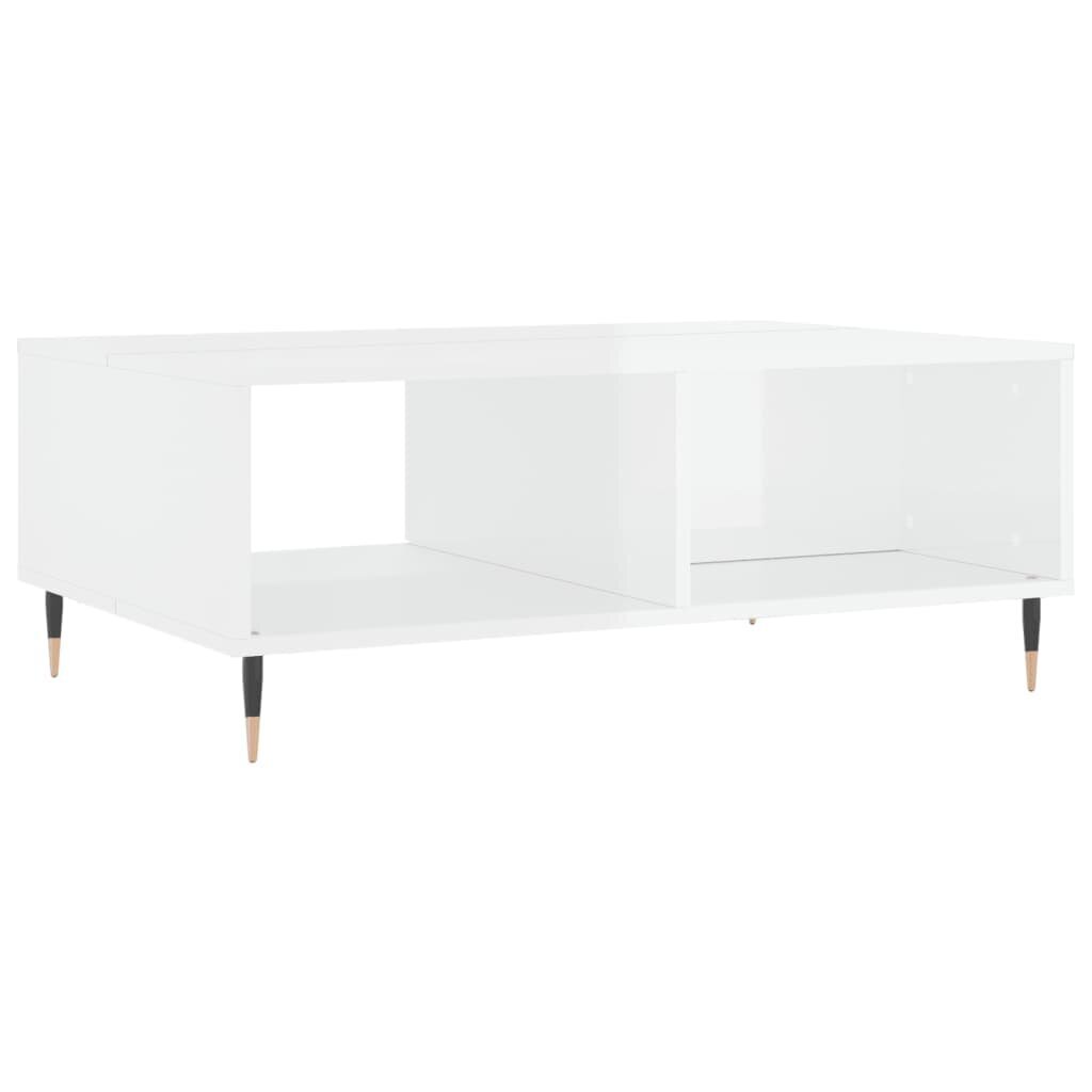 Kafijas galdiņš, spīdīgi balts, 90x60x35 cm, inženierijas koks cena un informācija | Žurnālgaldiņi | 220.lv