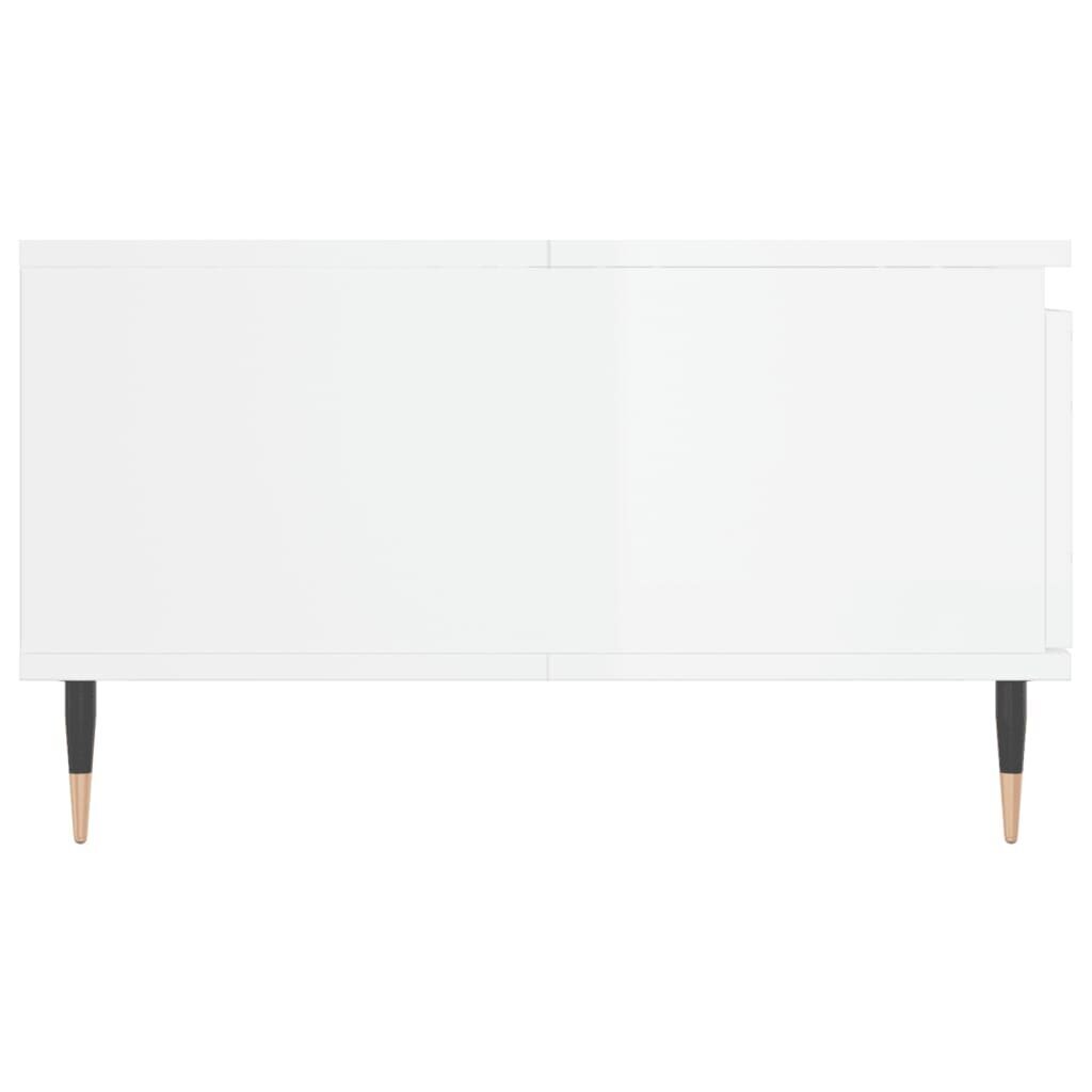 Kafijas galdiņš, spīdīgi balts, 90x60x35 cm, inženierijas koks cena un informācija | Žurnālgaldiņi | 220.lv
