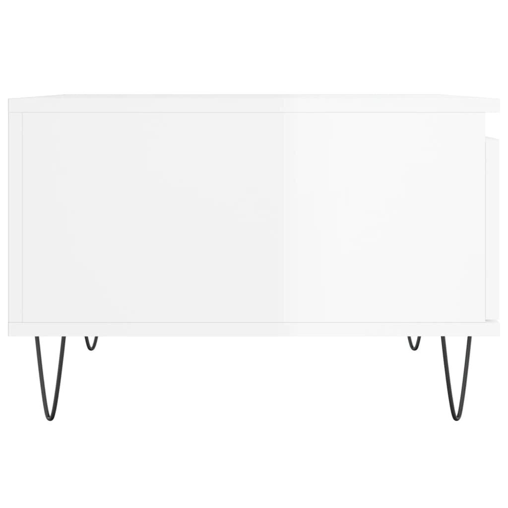 Kafijas galdiņš, spīdīgi balts, 55x55x36,5cm, inženierijas koks cena un informācija | Žurnālgaldiņi | 220.lv