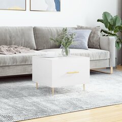 Kafijas galdiņš, spīdīgi balts, 50x50x40 cm, inženierijas koks cena un informācija | Žurnālgaldiņi | 220.lv