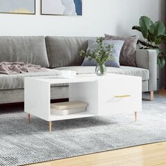 Kafijas galdiņš, spīdīgi balts, 90x50x40 cm, inženierijas koks cena un informācija | Žurnālgaldiņi | 220.lv
