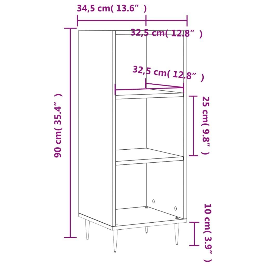 Plaukts, spīdīgi balts, 34,5x32,5x90 cm, inženierijas koks cena un informācija | Skapīši viesistabai | 220.lv