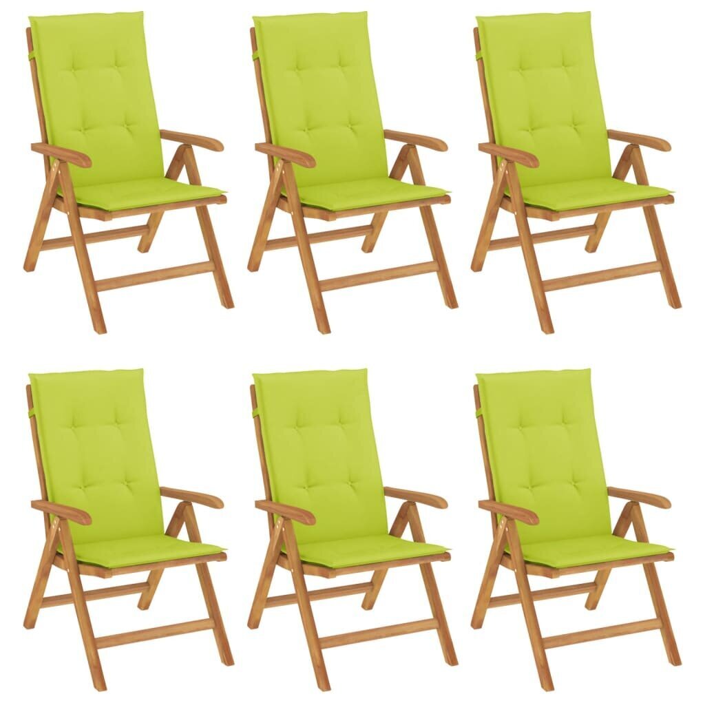 Dārza krēsli ar matračiem, atgāžami, 6 gab., masīvs tīkkoks cena un informācija | Dārza krēsli | 220.lv