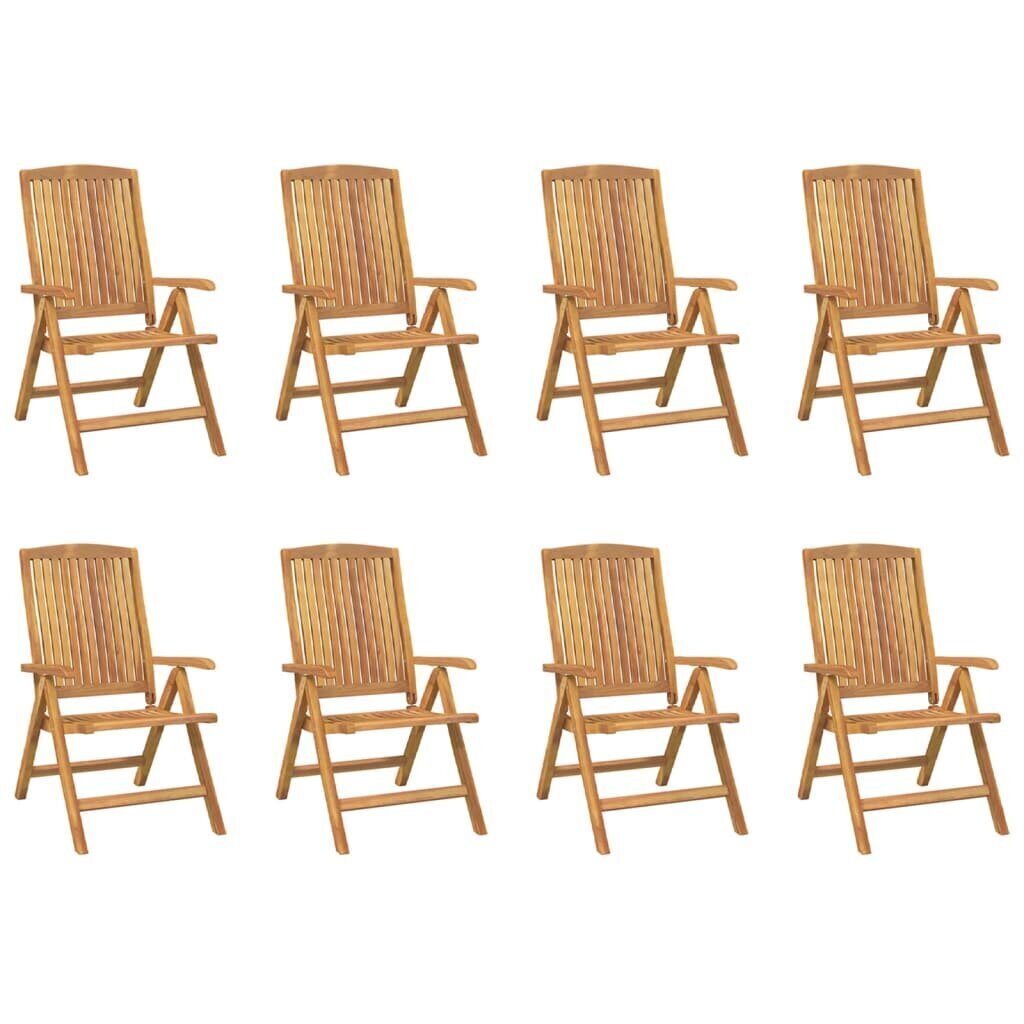 Dārza krēsli ar matračiem, atgāžami, 8 gab., masīvs tīkkoks cena un informācija | Dārza krēsli | 220.lv