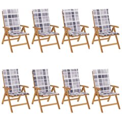 Dārza krēsli ar matračiem, atgāžami, 8 gab., masīvs tīkkoks цена и информация | Садовые стулья, кресла, пуфы | 220.lv