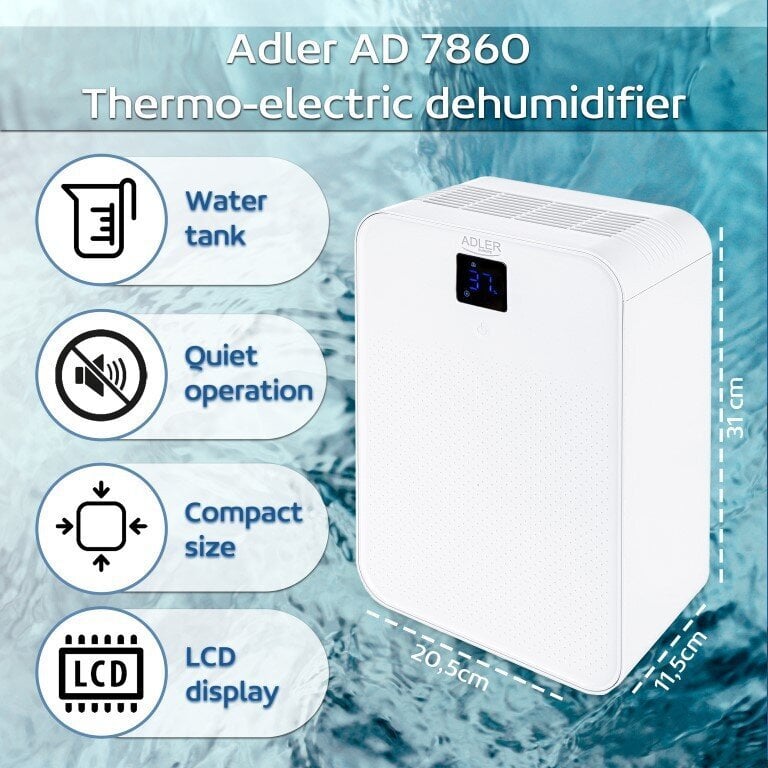 Termoelektriskais gaisa žāvētājs ADLER AD-7860 cena un informācija | Gaisa sausinātāji, mitruma savācēji | 220.lv