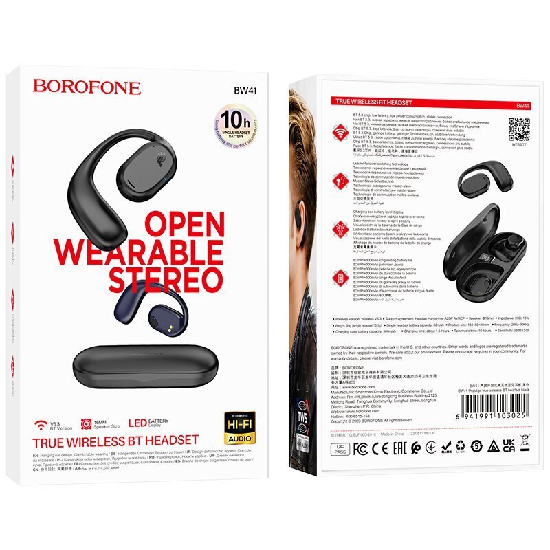 Borofone BW41 Prestige Black cena un informācija | Austiņas | 220.lv