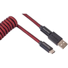 Keychron Premium Coiled Type-C Cable, Red цена и информация | Клавиатуры | 220.lv