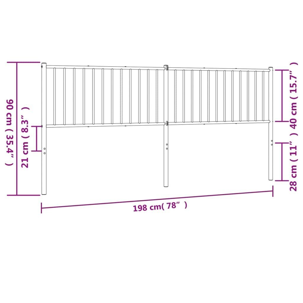 Gultas galvgalis, metāls, melns, 193 cm cena un informācija | Gultas | 220.lv