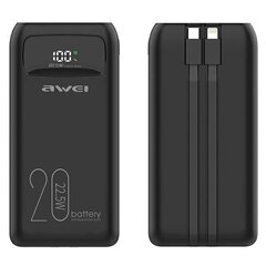 AWEI PowerBank P169K 20000mAh 22.5W czarny|black wyświetlacz + kable PD|Lightning цена и информация | Зарядные устройства Power bank | 220.lv