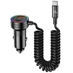 USAMS Ład. sam. 2xUSB-C 1xUSB-A C33 60W with spring cable Fast Charge czarny|black CC167CC01 (US-CC167) цена и информация | Зарядные устройства для телефонов | 220.lv