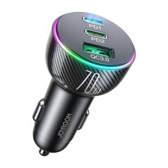 Car charger Joyroom JR-CL26, 2x USB-C PD, 1x USB 70W (black) цена и информация | Зарядные устройства для телефонов | 220.lv