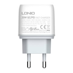 LDNIO Сетевое зарядное устройство LDNIO A2424C USB, USB-C 20 Вт + кабель Lightning цена и информация | Зарядные устройства для телефонов | 220.lv