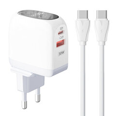 LDNIO Сетевое зарядное устройство LDNIO A2522C USB, USB-C 30 Вт + USB-C — кабель USB-C цена и информация | Зарядные устройства для телефонов | 220.lv
