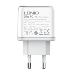 LDNIO Сетевое зарядное устройство LDNIO A2528C 2USB-C 35 Вт + USB-C — кабель USB-C цена и информация | Зарядные устройства для телефонов | 220.lv