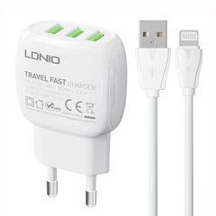 LDNIO Сетевое зарядное устройство LDNIO A3315 3USB + кабель USB-C цена и информация | Зарядные устройства для телефонов | 220.lv