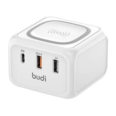 Inductive charger 10W Budi 317TE, 2x USB + USB-C, 18W (white) цена и информация | Зарядные устройства для телефонов | 220.lv