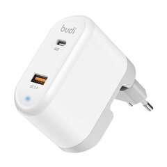 Budi 328E Universal Wall Charger, USB + USB-C, 18W + EU|UK|US Adapters (White) цена и информация | Зарядные устройства для телефонов | 220.lv