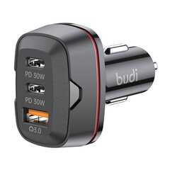 Budi car charger, USB + 2x USB-C, 60W, PD + QC (black) цена и информация | Зарядные устройства для телефонов | 220.lv