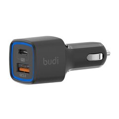 Budi LED Car Charger, USB + USB-C, 18W, PD + QC 3.0 (Black) цена и информация | Зарядные устройства для телефонов | 220.lv