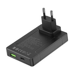 Budi universal wall charger, USB + USB-C, PD 65W + EU|UK|US|AU adapters (black) цена и информация | Зарядные устройства для телефонов | 220.lv