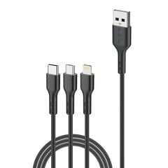 Foneng Кабель Foneng X36 3in1 USB-USB-C / Lightning / Micro USB, 2,4 А, 2 м (черный) цена и информация | Кабели для телефонов | 220.lv