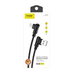 Foneng Foneng X70 Угловой кабель USB-USB-C, 3A, 1 м (черный) цена и информация | Кабели для телефонов | 220.lv