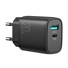 Сетевая зарядка Joyroom L-QP2011 USB/Type-C PD+QC3.0 20Вт, черная цена и информация | Зарядные устройства для телефонов | 220.lv