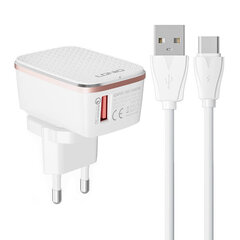 LDNIO Сетевое зарядное устройство LDNIO A1204Q 18 Вт + кабель USB-C цена и информация | Зарядные устройства для телефонов | 220.lv