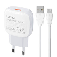 LDNIO Сетевое зарядное устройство LDNIO A1306Q 18 Вт + кабель USB-C цена и информация | Зарядные устройства для телефонов | 220.lv