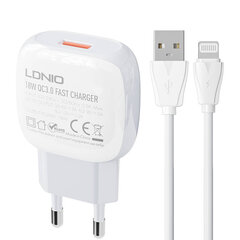 LDNIO Сетевое зарядное устройство LDNIO A1307Q 18 Вт + кабель USB-C цена и информация | Зарядные устройства для телефонов | 220.lv