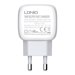 Зарядное устройство для телефона LDNIO A2313C, USB + USB-C, PD + QC 3.0, 20 Вт (white) цена и информация | Зарядные устройства для телефонов | 220.lv