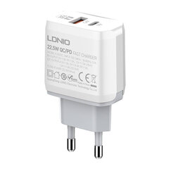 LDNIO Сетевое зарядное устройство LDNIO A2421C USB, USB-C 22,5 Вт + USB-C — кабель Lightning цена и информация | Зарядные устройства для телефонов | 220.lv